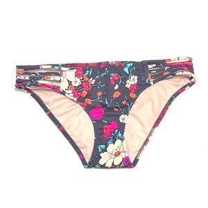 Shade & Shore Strappy Cheeky Bikini Bottom Purple Floral NWOT XS